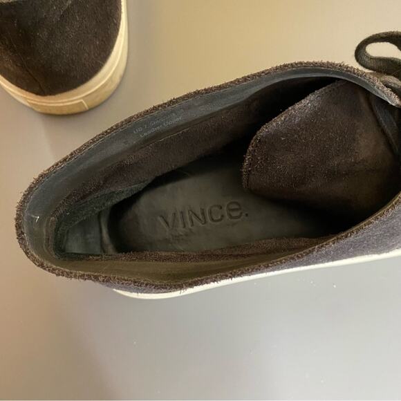 VINCE Dark Gray Suede Lace Up High Top Sneakers Sz 7.5 - Picture 4 of 10